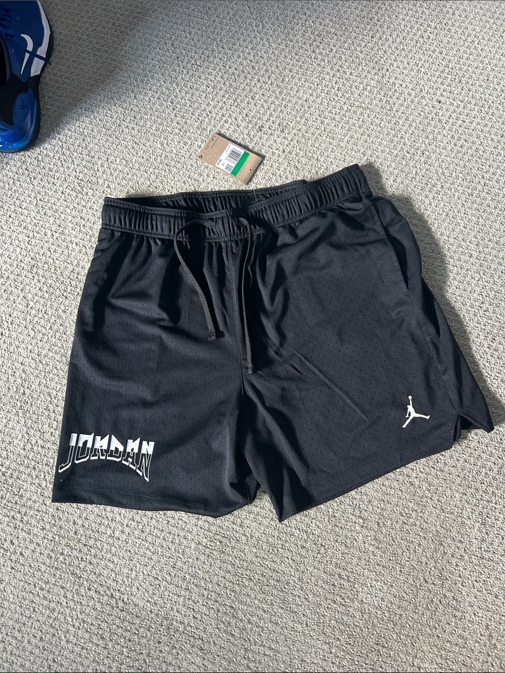 Nike Jordan Men’s Black Athletic Mesh Dri-Fit Shorts with White Logo XL